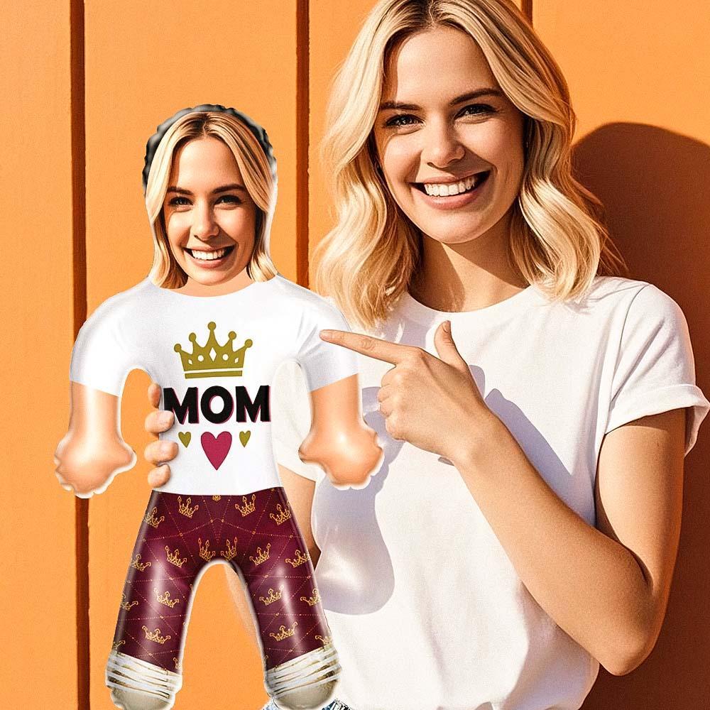 Bambola Queen Mom Air Minime Con Corona D'oro, Viso Gonfiabile Personalizzato, Regalo - mymoonlampit