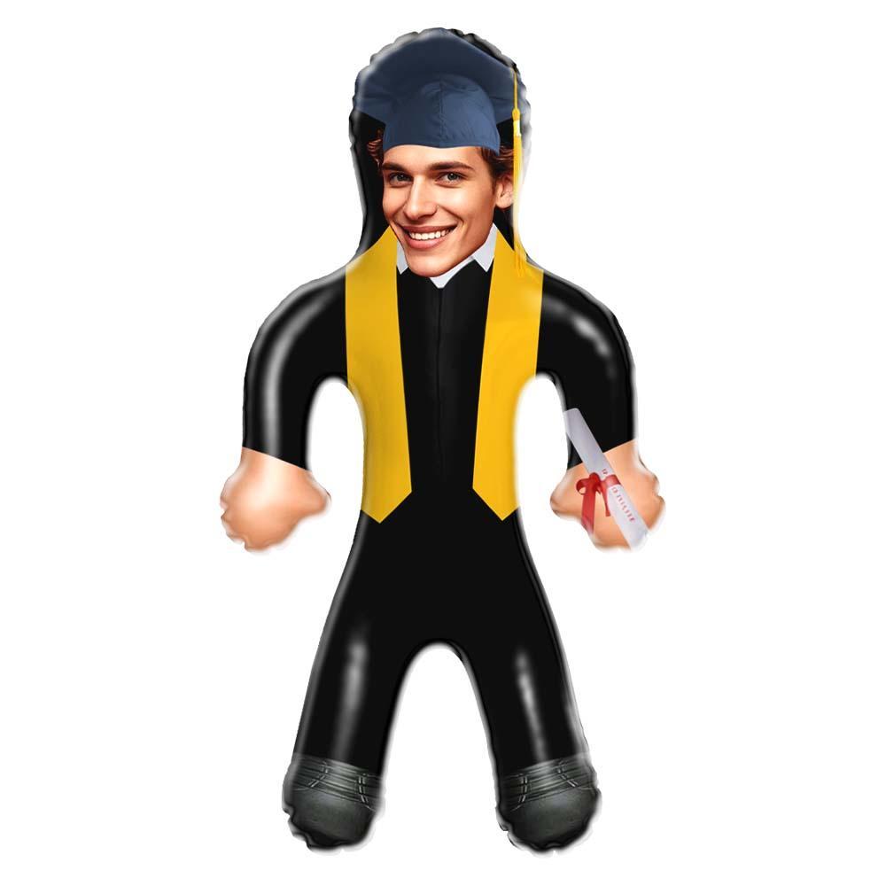 Bambola Air Minime Da Laurea Con Viso - Abito Nero E Stola Dorata - mymoonlampit