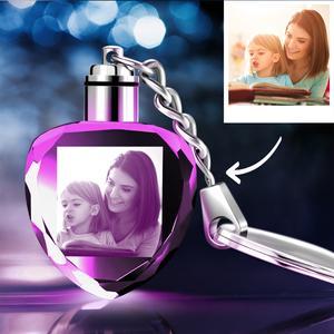 Portachiavi 3D Personalizzato Con Foto a Forma Di Cuore In Cristallo