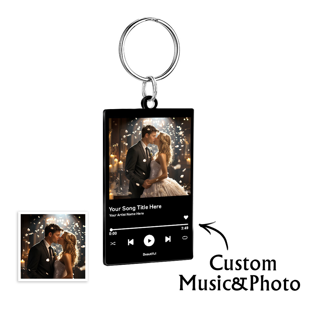 Portachiavi Personalizzati Con Foto E Canzoni, Portachiavi Fidanzato, Fidanzata, San Valentino, Musica, Amore