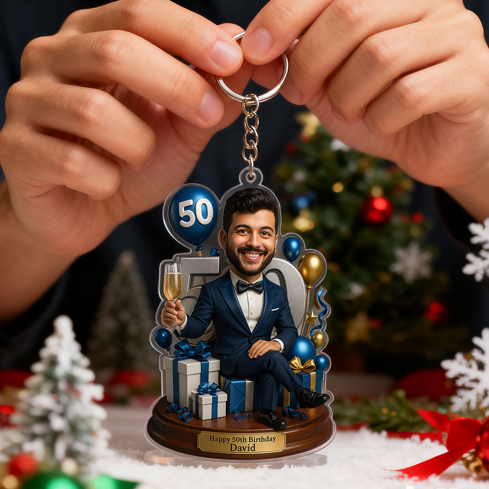 Regali Di Compleanno Personalizzati Con Foto Caricaturale Da Uomo, Portachiavi In ​​acrilico Con Aspetto 3d E Stampa 2d - mymoonlampit