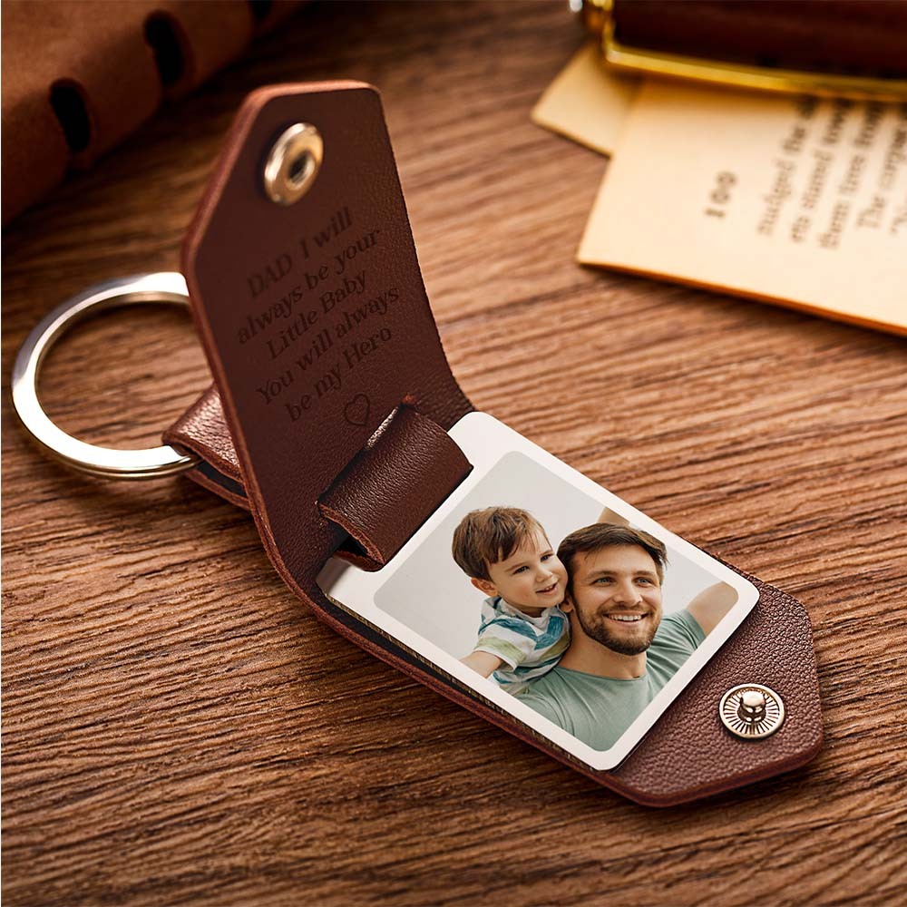 Portachiavi Con Testo Fotografico In Pelle Personalizzato Papà Sarò Sempre Il Tuo Piccolo Bambino Sarai Sempre Il Mio Eroe - mymoonlampit