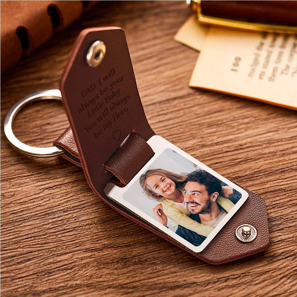 Portachiavi Con Testo Fotografico In Pelle Personalizzato Papà Sarò Sempre Il Tuo Piccolo Bambino Sarai Sempre Il Mio Eroe - mymoonlampit