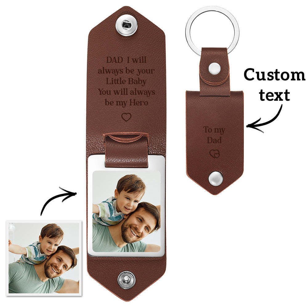 Portachiavi Con Testo Fotografico In Pelle Personalizzato Papà Sarò Sempre Il Tuo Piccolo Bambino Sarai Sempre Il Mio Eroe - mymoonlampit