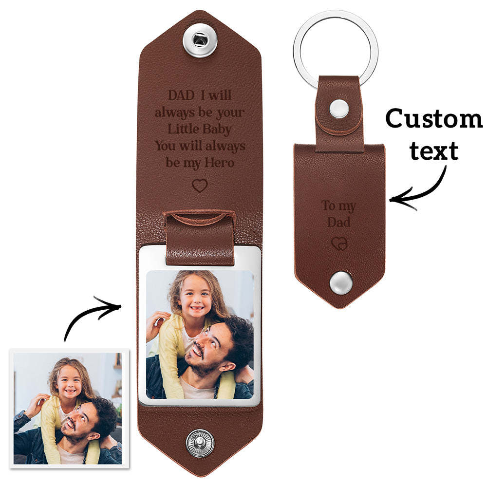 Portachiavi Con Testo Fotografico In Pelle Personalizzato Papà Sarò Sempre Il Tuo Piccolo Bambino Sarai Sempre Il Mio Eroe - mymoonlampit
