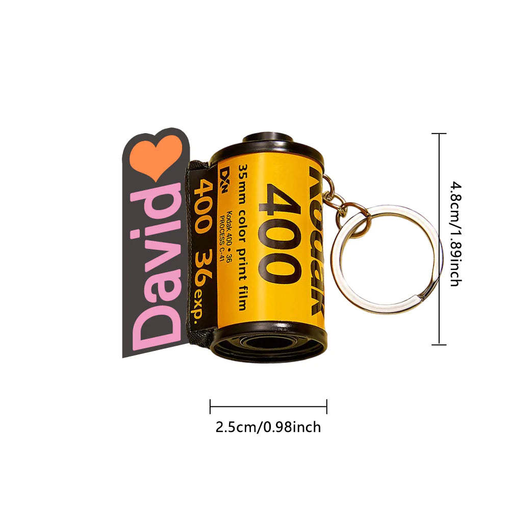 Personalized Photo and Name Film Roll Keychain Custom Camera Keychain Film Gifts for Lover - fotolampadaluna