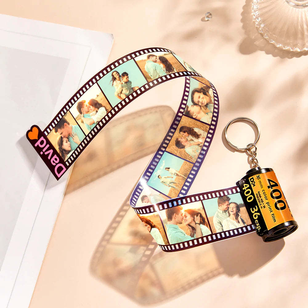 Personalized Photo and Name Film Roll Keychain Custom Camera Keychain Film Gifts for Lover - fotolampadaluna