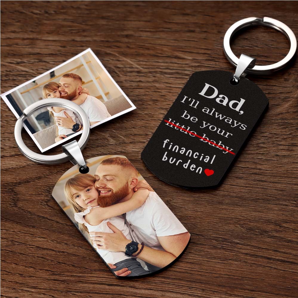 Papà, Sarò Sempre Il Tuo Piccolo Bambino E Il Tuo Peso Finanziario Portachiavi Personalizzato Con Foto Per Il Regalo Della Festa Del Papà - mymoonlampit