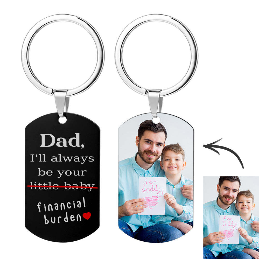 Papà, Sarò Sempre Il Tuo Piccolo Bambino E Il Tuo Peso Finanziario Portachiavi Personalizzato Con Foto Per Il Regalo Della Festa Del Papà - mymoonlampit