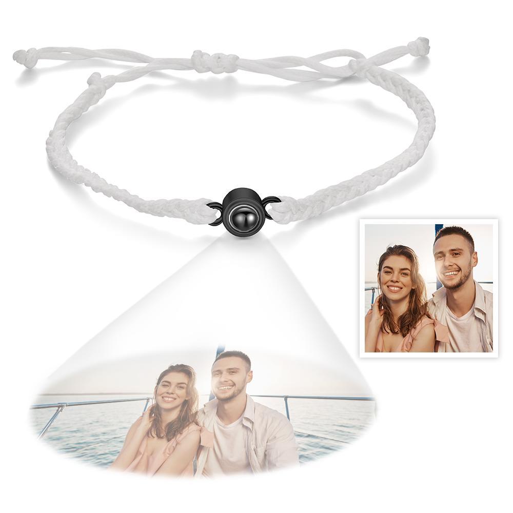 Bracciale Con Proiezione Fotografica Personalizzata Bracciale Con Cerchio In Corda Blu Intrecciata. Il Miglior Regalo Per Gli Amanti - fotolampadaluna