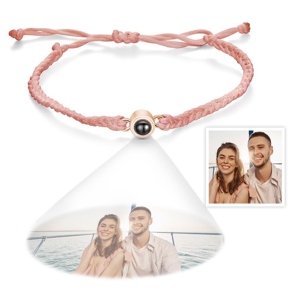 Bracciale Con Proiezione Fotografica Personalizzata Bracciale Con Cerchio In Corda Blu Intrecciata. Il Miglior Regalo Per Gli Amanti - fotolampadaluna