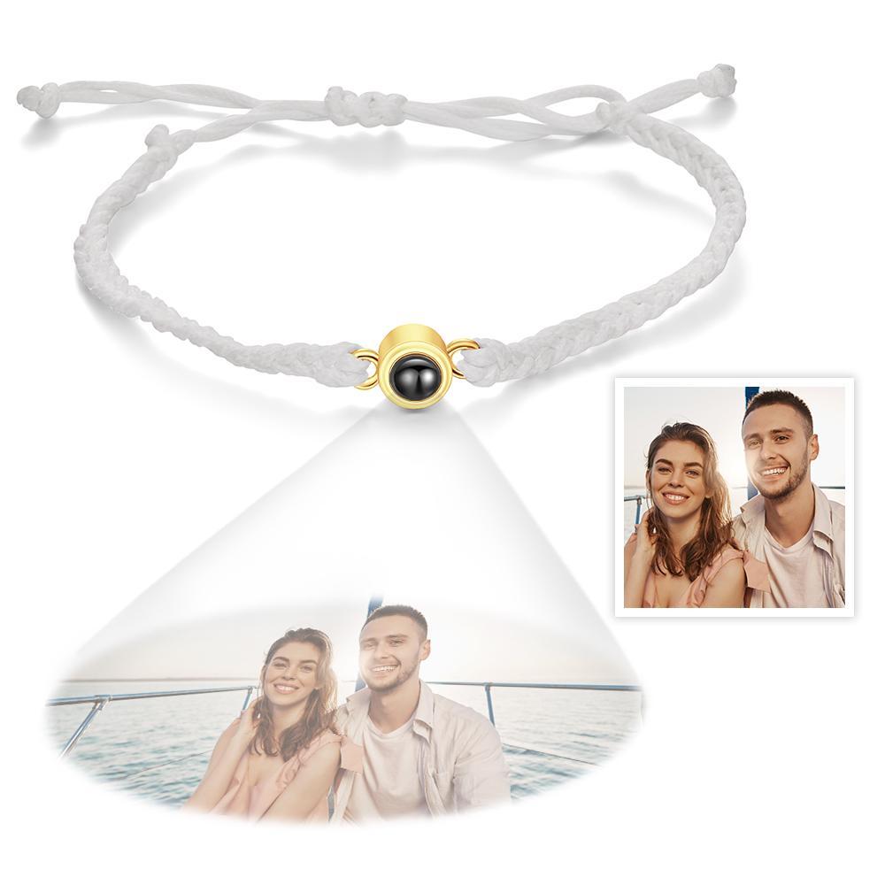 Bracciale Con Proiezione Fotografica Personalizzata Bracciale Con Cerchio In Corda Blu Intrecciata. Il Miglior Regalo Per Gli Amanti - fotolampadaluna