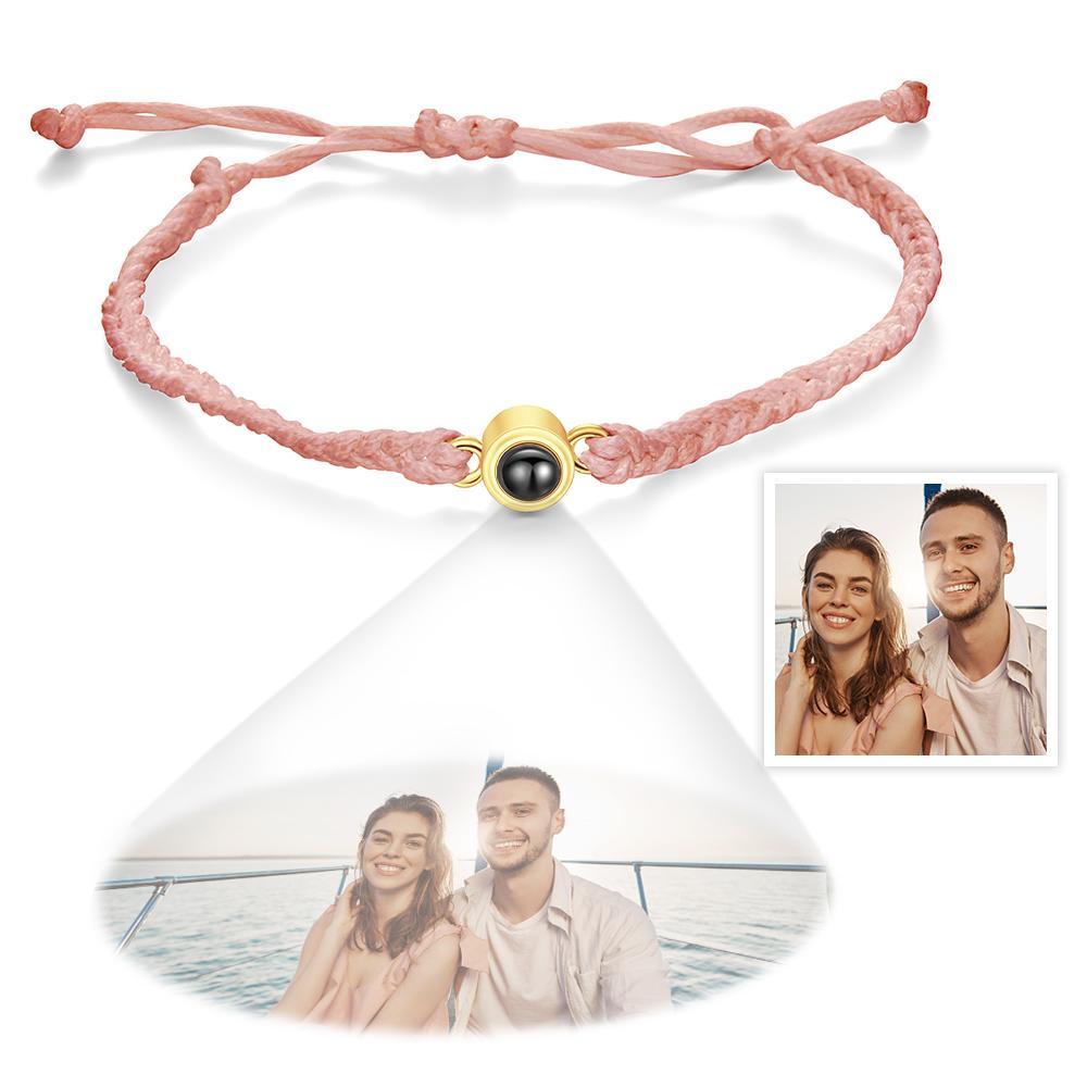 Bracciale Con Proiezione Fotografica Personalizzata Bracciale Con Cerchio In Corda Blu Intrecciata. Il Miglior Regalo Per Gli Amanti - fotolampadaluna