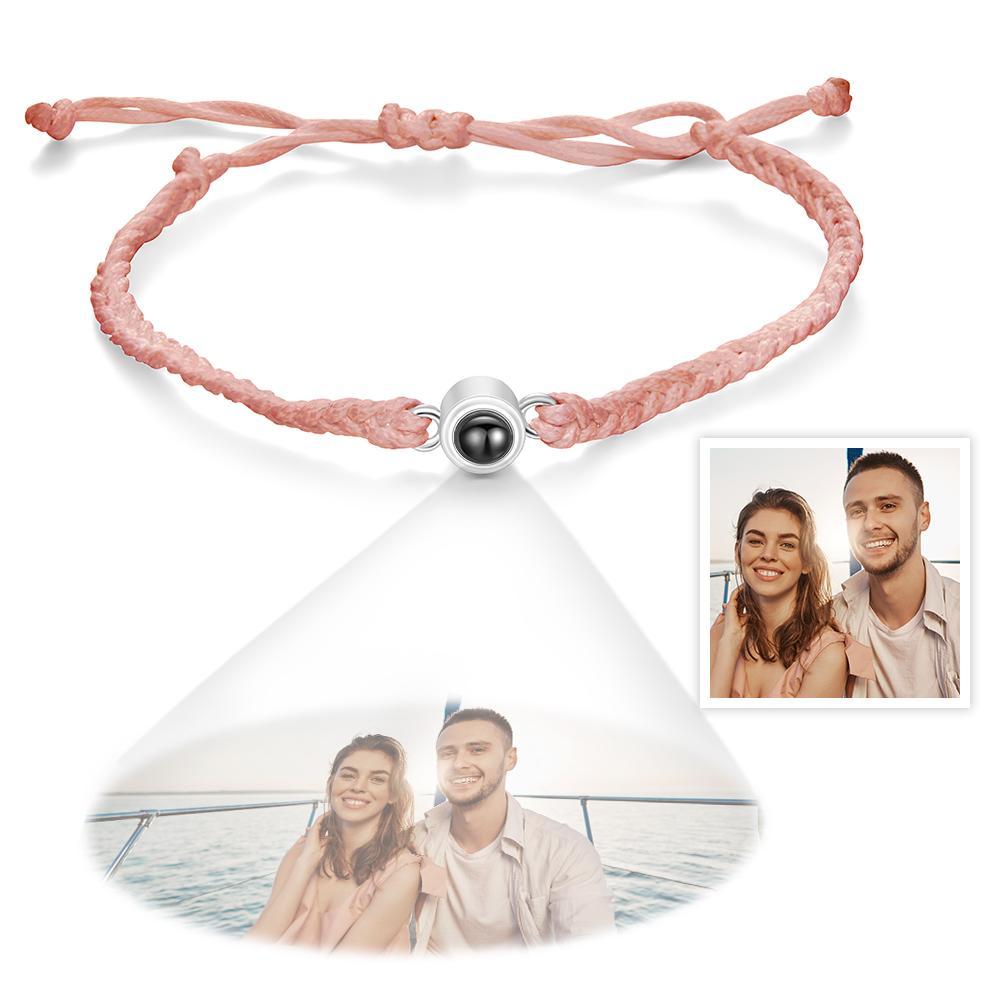 Bracciale Con Proiezione Fotografica Personalizzata Bracciale Con Cerchio In Corda Blu Intrecciata. Il Miglior Regalo Per Gli Amanti - fotolampadaluna