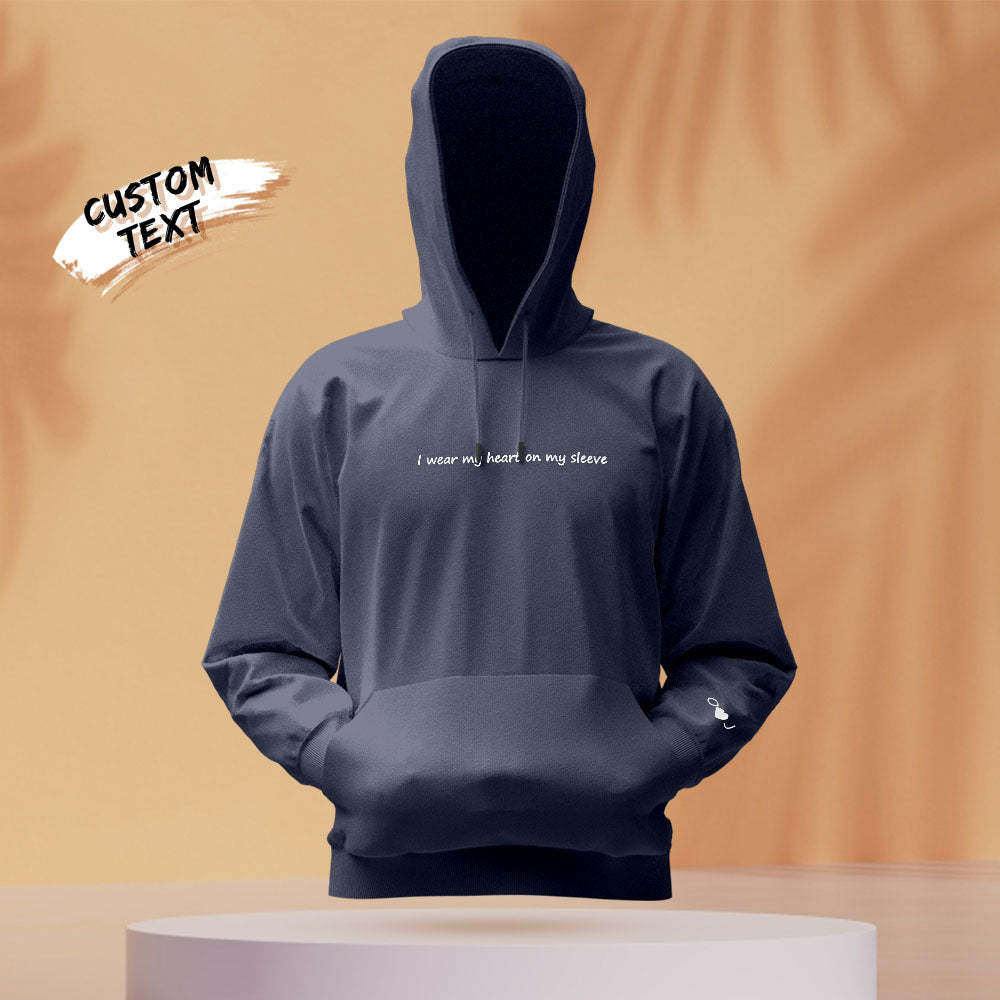 Maglione Con Cappuccio Personalizzato Con Incisione 'cuore Sulla Mia Manica', Regalo Di Coppia Alla Moda - mymoonlampit
