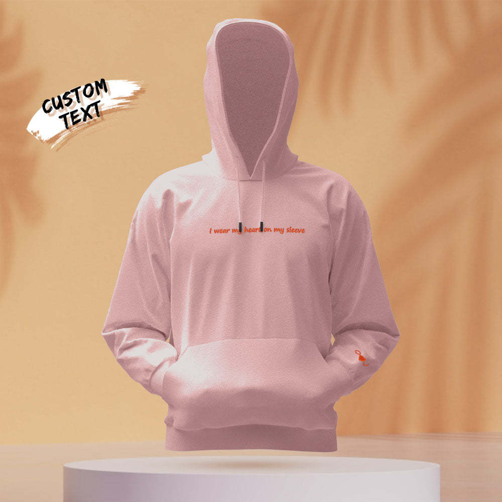 Maglione Con Cappuccio Personalizzato Con Incisione 'cuore Sulla Mia Manica', Regalo Di Coppia Alla Moda - mymoonlampit