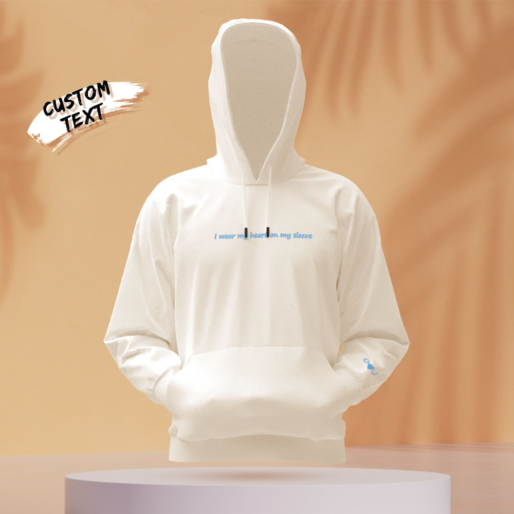 Maglione Con Cappuccio Personalizzato Con Incisione 'cuore Sulla Mia Manica', Regalo Di Coppia Alla Moda - mymoonlampit