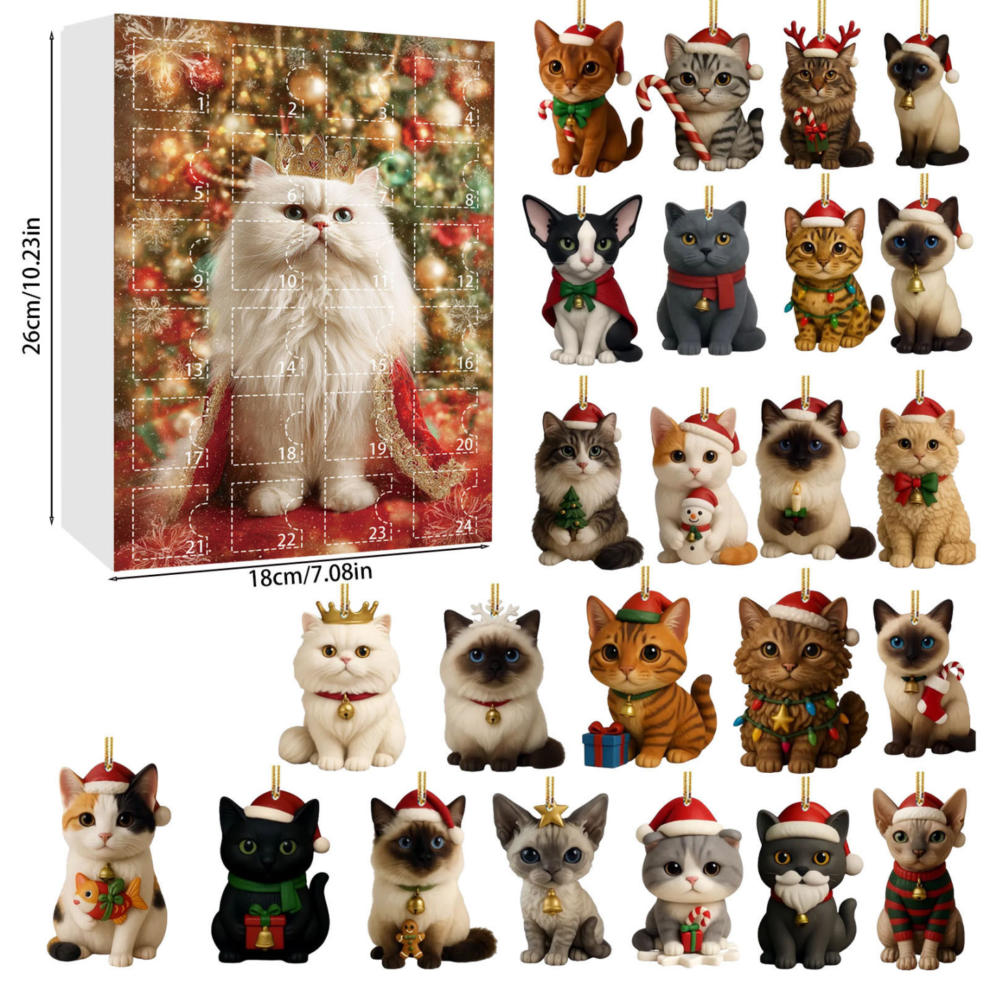 Calendario Dell'avvento Con Conto Alla Rovescia Per Natale, 24 Decorazioni Natalizie In Acrilico 2d Uniche, Regalo Per Gli Amanti Degli Animali - mymoonlampit