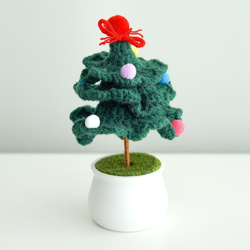 Mini Vaso Con Albero Di Natale All'uncinetto, Dolce Regalo Di Natale Fatto A Mano - mymoonlampit
