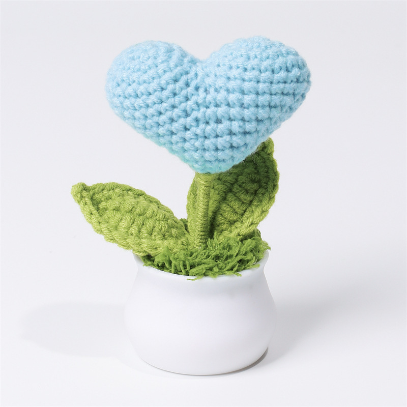 Ornamento In Vaso A Forma Di Cuore Lavorato A Maglia Per San Valentino, Regalo Perfetto Per Lei - mymoonlampit