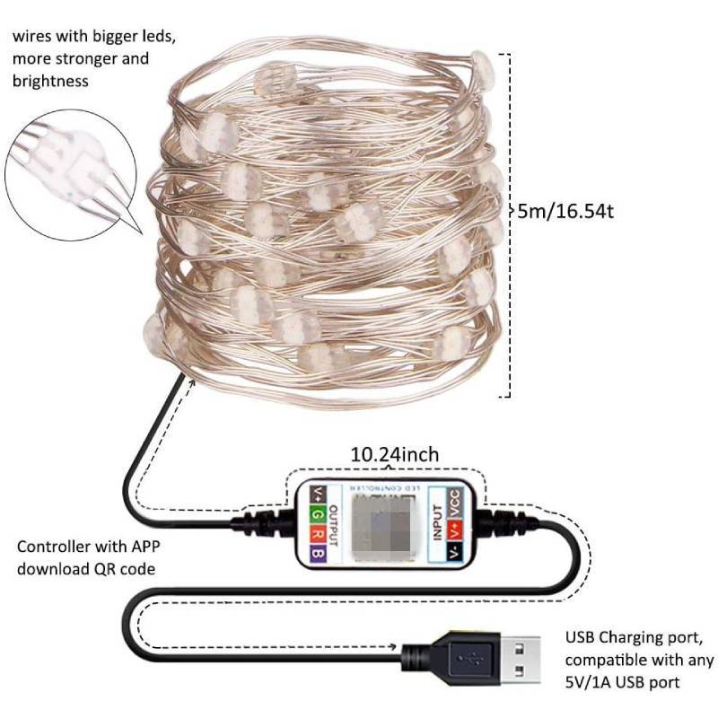 Luci Della Stringa Dell'albero Di Natale Luci Delle Fate Di Controllo Bluetooth Luci Scintillanti A Led Per Il Campeggio Per Feste - fotolampadaluna