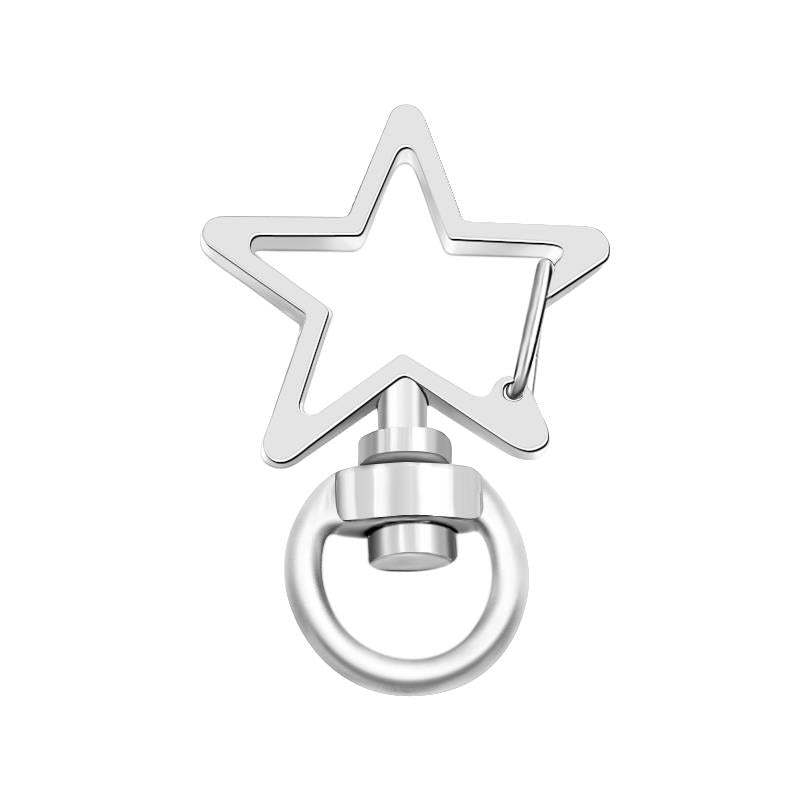 Portachiavi Con Moschettone Girevole A Forma Di Stella, In Metallo, Con Moschettone, Argento - mymoonlampit