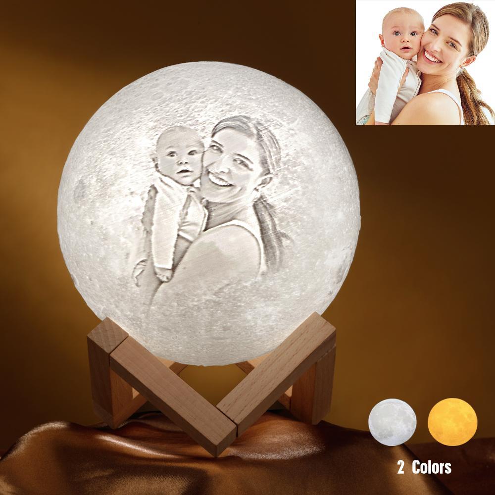 Stampa 3D Creativa Personalizzata e Lampada Lunare Con Foto Di Madre e Bambino Incisa (10cm-20cm)