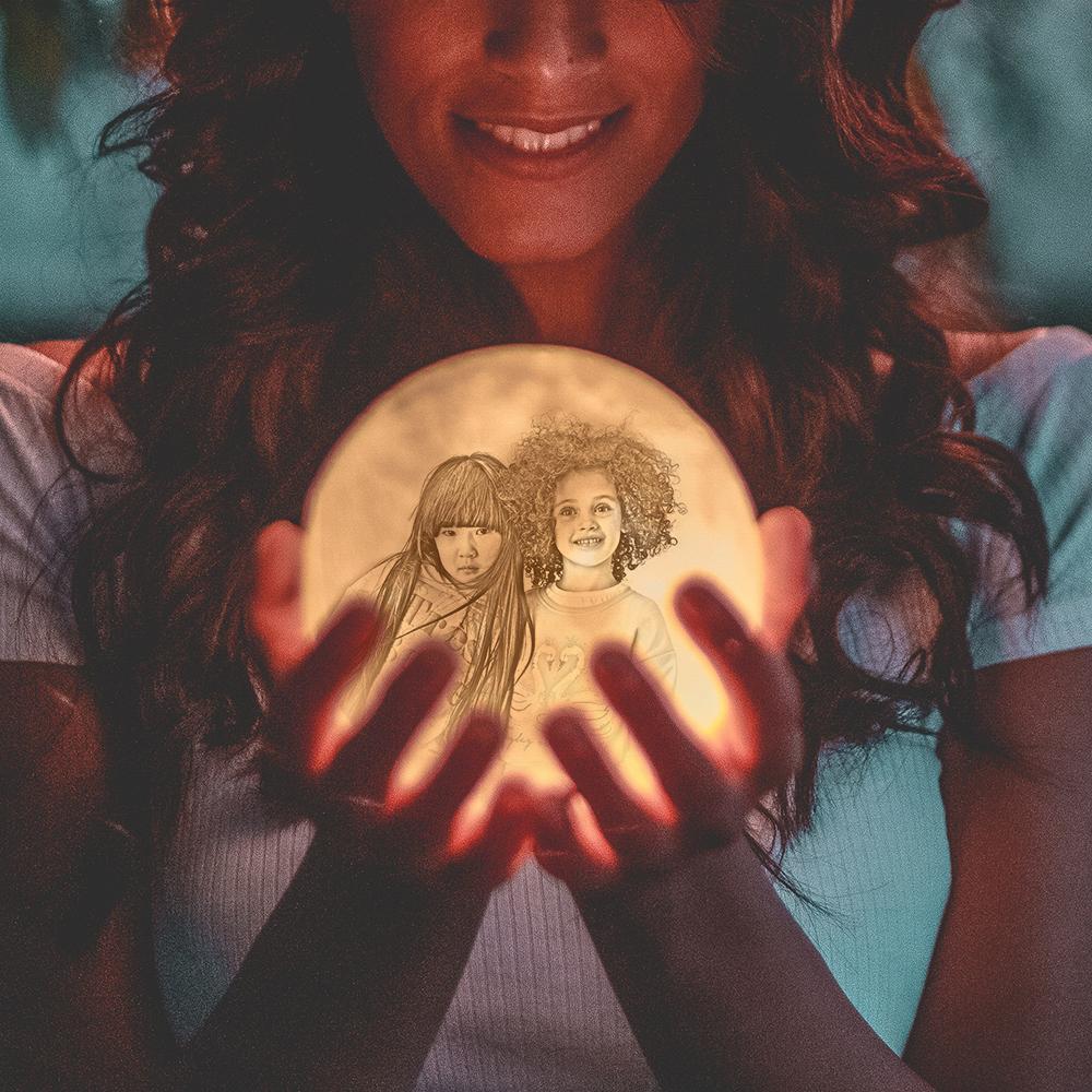 Stampa 3D Regali di Natale Personalizzata Con Foto Moon Lamp Lampada Incisa (10cm-20cm)