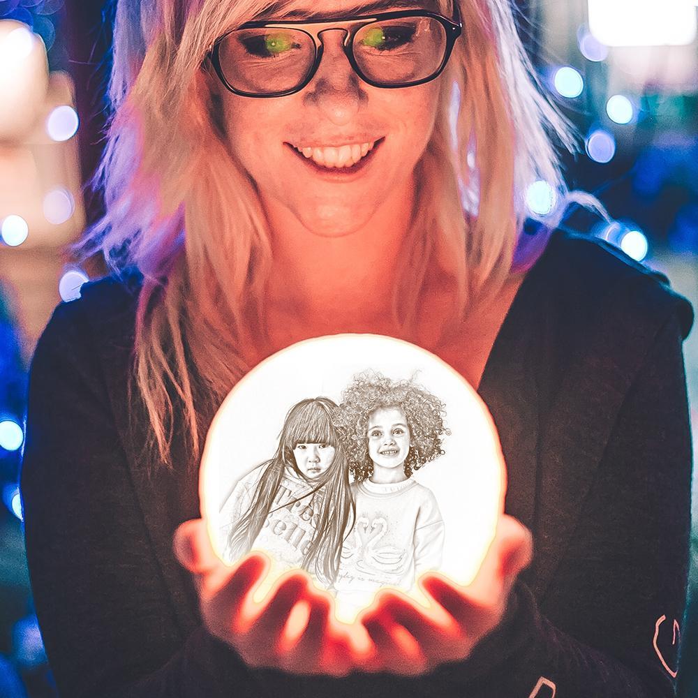 Stampa 3D Regali di Natale Personalizzata Con Foto Moon Lamp Lampada Incisa (10cm-20cm)