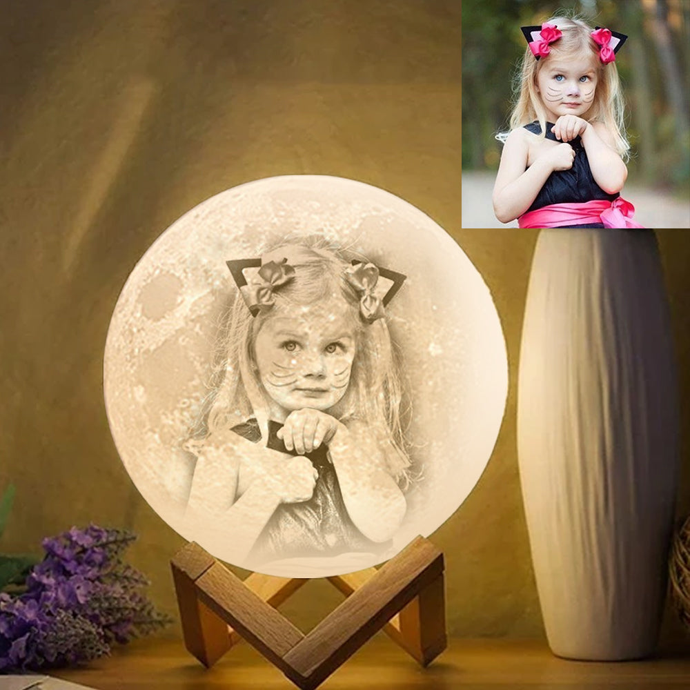 Lampada Lunare Personalizzata Con Stampa 3d E Incisione Fotografica, Idea Creativa Per Bambini - Scegli Tre Colori