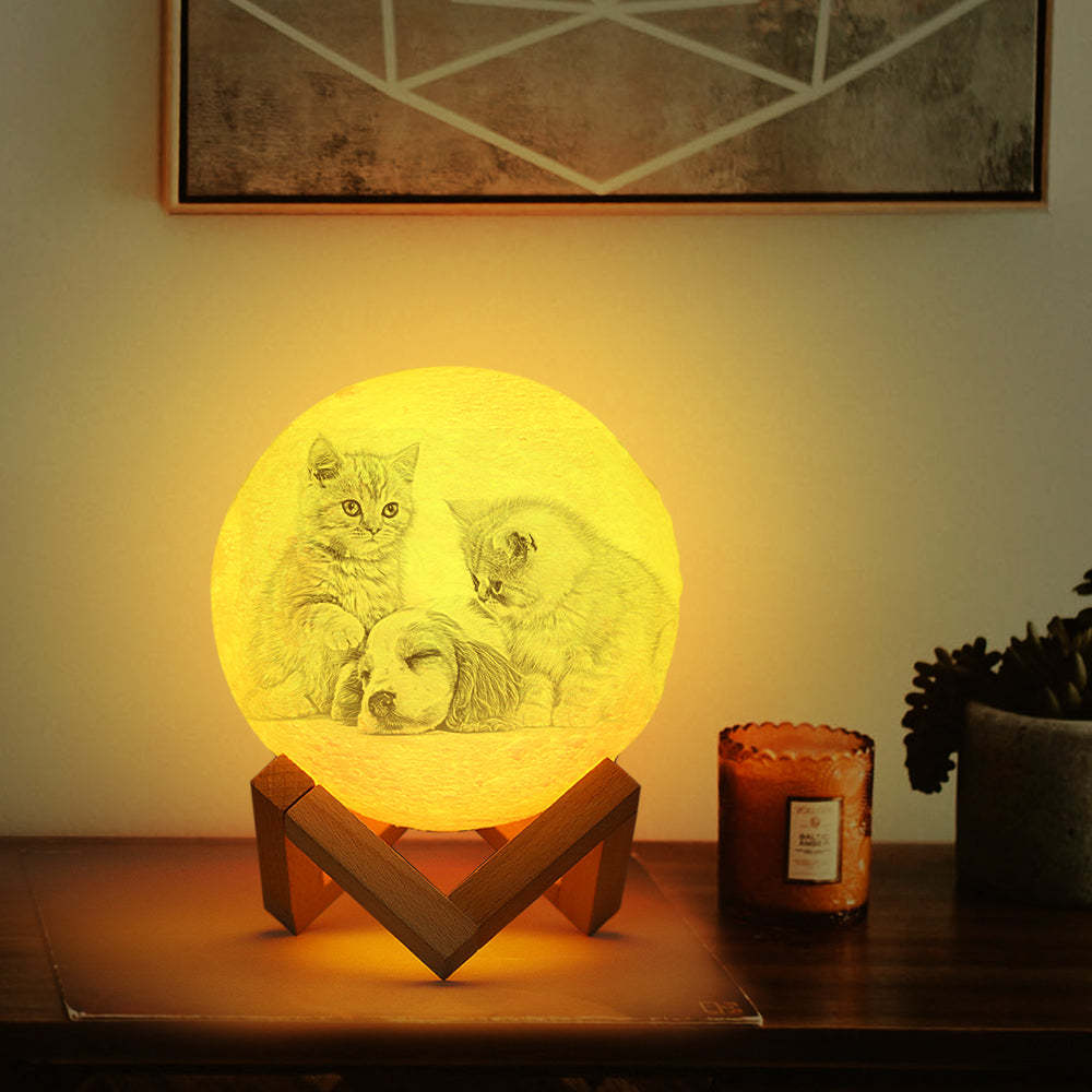 Lampada Commemorativa Per Animali Domestici Con Foto E Incisione A Forma Di Luna. Lampada Luna Con Incisioni. - mymoonlampit