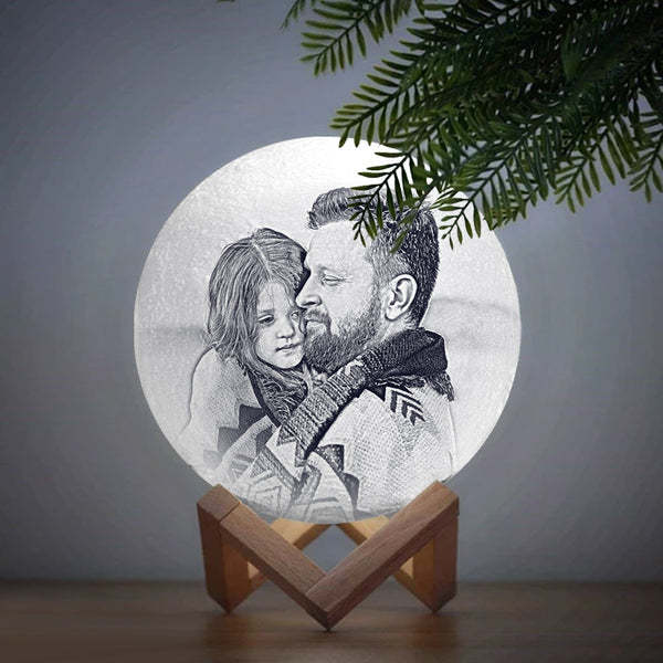 Regalo per la festa del papà Foto Moon Lamp Lampada Luna Con Stampa 3D Personalizzata Con Immagine Lampada Lunare Incisione Miglior Per Lui