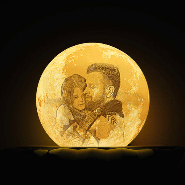 Regalo per la festa del papà Foto Moon Lamp Lampada Luna Con Stampa 3D Personalizzata Con Immagine Lampada Lunare Incisione Miglior Per Lui