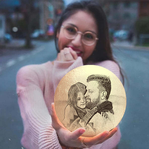 Regalo per la festa del papà Foto Moon Lamp Lampada Luna Con Stampa 3D Personalizzata Con Immagine Lampada Lunare Incisione Miglior Per Lui