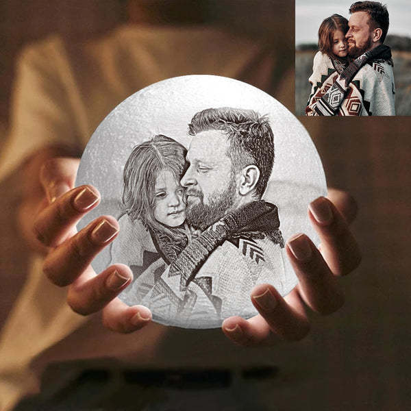 Regalo per la festa del papà Foto Moon Lamp Lampada Luna Con Stampa 3D Personalizzata Con Immagine Lampada Lunare Incisione Miglior Per Lui
