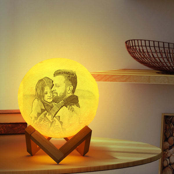 Regalo per la festa del papà Foto Moon Lamp Lampada Luna Con Stampa 3D Personalizzata Con Immagine Lampada Lunare Incisione Miglior Per Lui