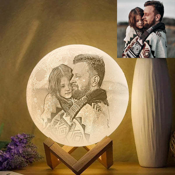 Regalo per la festa del papà Foto Moon Lamp Lampada Luna Con Stampa 3D Personalizzata Con Immagine Lampada Lunare Incisione Miglior Per Lui