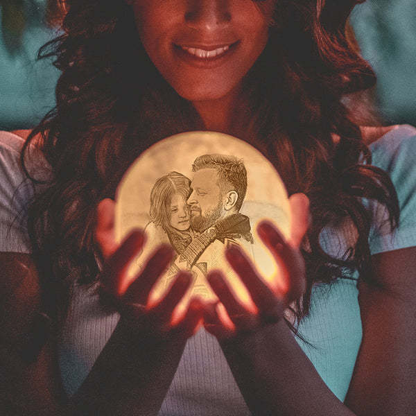 Regalo per la festa del papà Foto Moon Lamp Lampada Luna Con Stampa 3D Personalizzata Con Immagine Lampada Lunare Incisione Miglior Per Lui