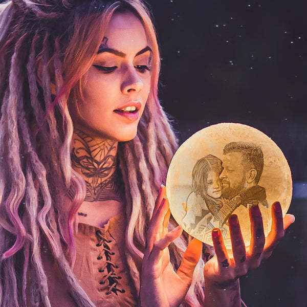 Regalo per la festa del papà Foto Moon Lamp Lampada Luna Con Stampa 3D Personalizzata Con Immagine Lampada Lunare Incisione Miglior Per Lui