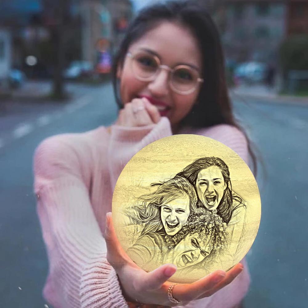 Lampada Jupiter Personalizzata Con Stampa 3d, Lovely Friend - Tocca Tre Colori (10-20 Cm) - mymoonlampit