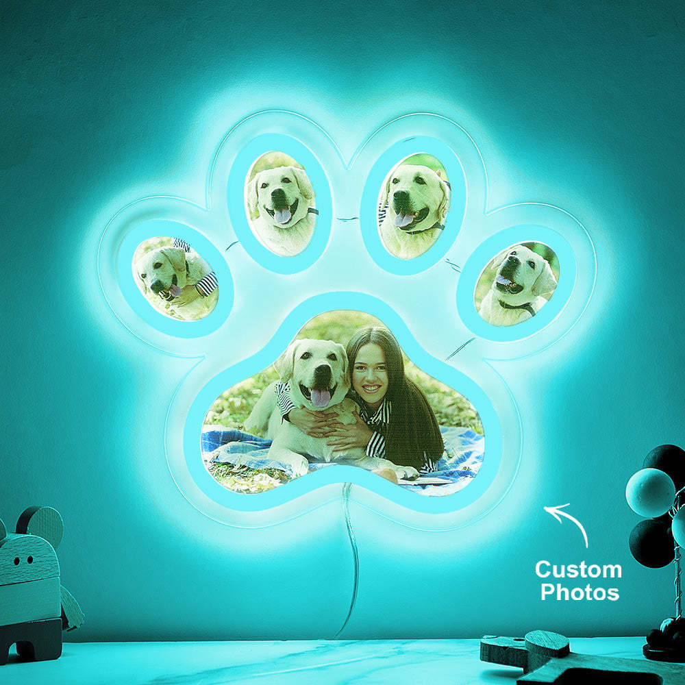 Lampada Al Neon Con Foto Personalizzata A Forma Di Zampa Di Animale Domestico, Luce Notturna Con Luminosità Regolabile, Regalo Per Lei - mymoonlampit