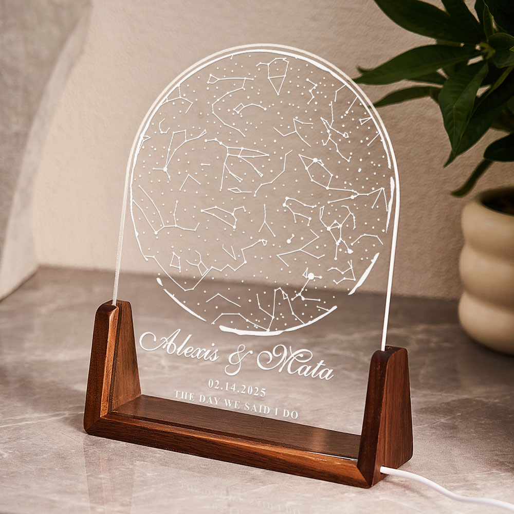 Luce Notturna Personalizzata Con Mappa Stellare Per Data Regalo Di Anniversario Con Luce Notturna Per Matrimonio Personalizzata