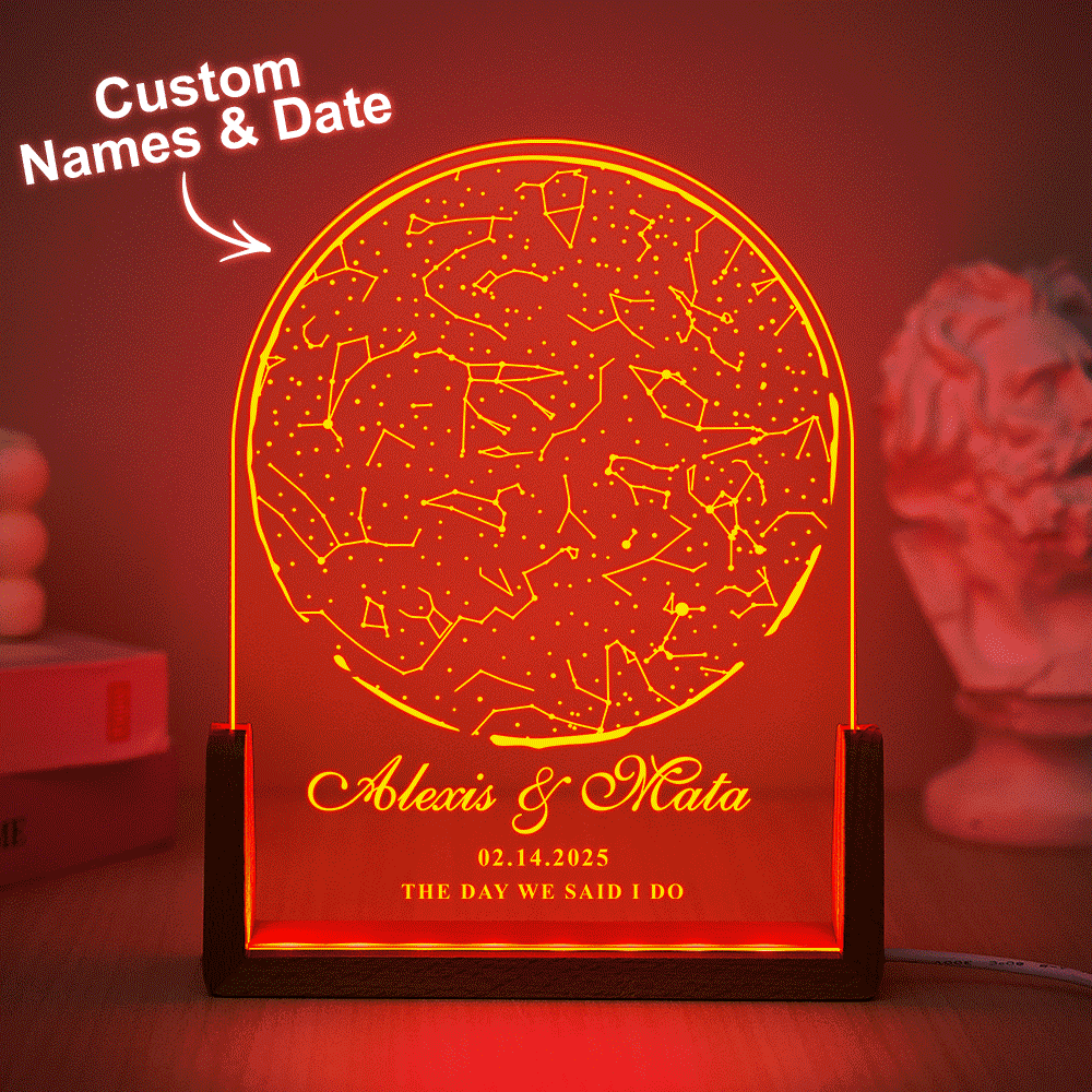 Luce Notturna Personalizzata Con Mappa Stellare Per Data Regalo Di Anniversario Con Luce Notturna Per Matrimonio Personalizzata