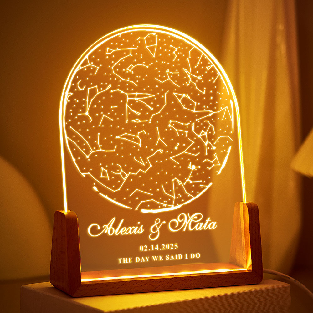 Luce Notturna Personalizzata Con Mappa Stellare Per Data Regalo Di Anniversario Con Luce Notturna Per Matrimonio Personalizzata