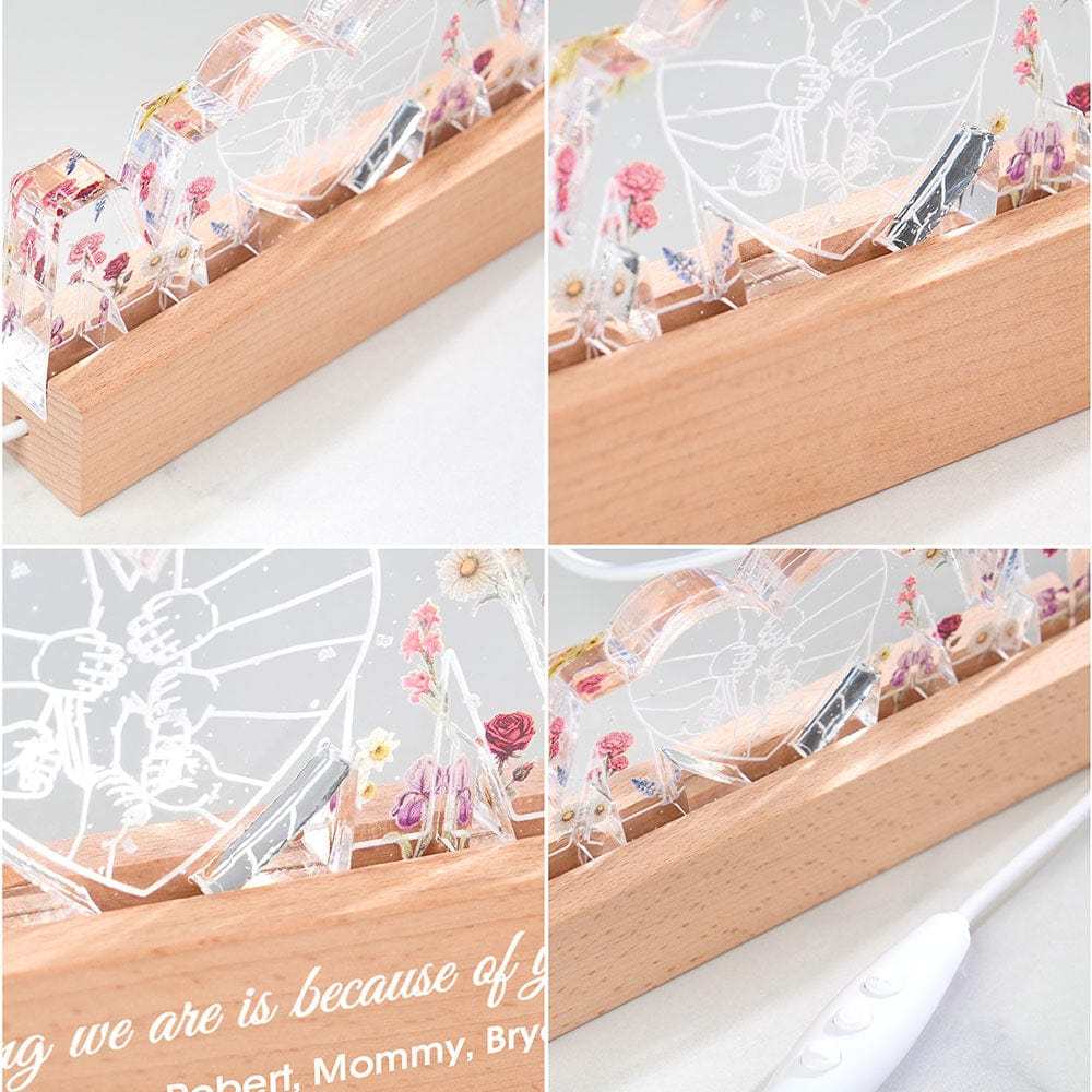 Lampada Con Lettera Personalizzata, Foto Personalizzata, Fiore Di Nascita, Luce Notturna, Regalo Per La Festa Della Mamma - mymoonlampit