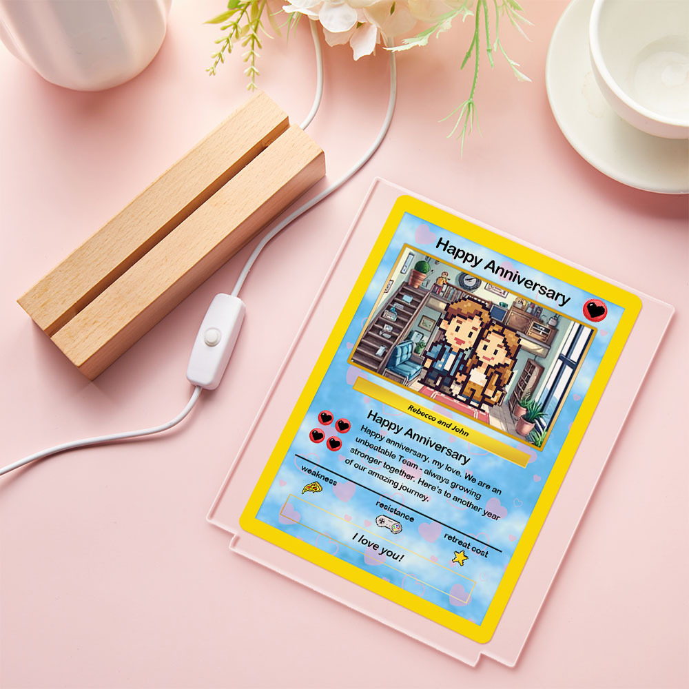 Luce Notturna A Led In Acrilico Con Foto Di Cartoni Animati Personalizzate, Regalo Di Luce Con Foto Personalizzate Per Coppia - mymoonlampit