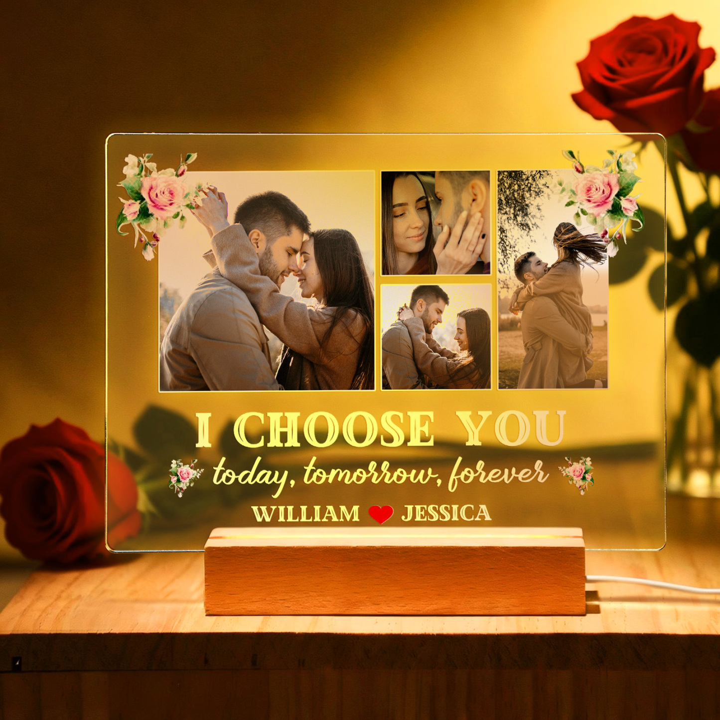 Luce Notturna A Led In Acrilico Con Foto E Nomi Personalizzati 'i Choose You', Regali Di San Valentino - mymoonlampit