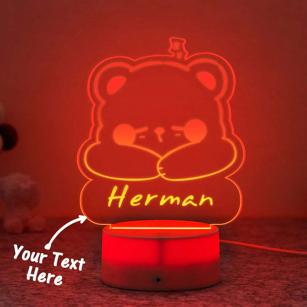 Luce Notturna A Led Con Orso Addormentato Con Incisione Personalizzata Lampada Con Nome Personalizzato Regalo Creativo - fotolampadaluna