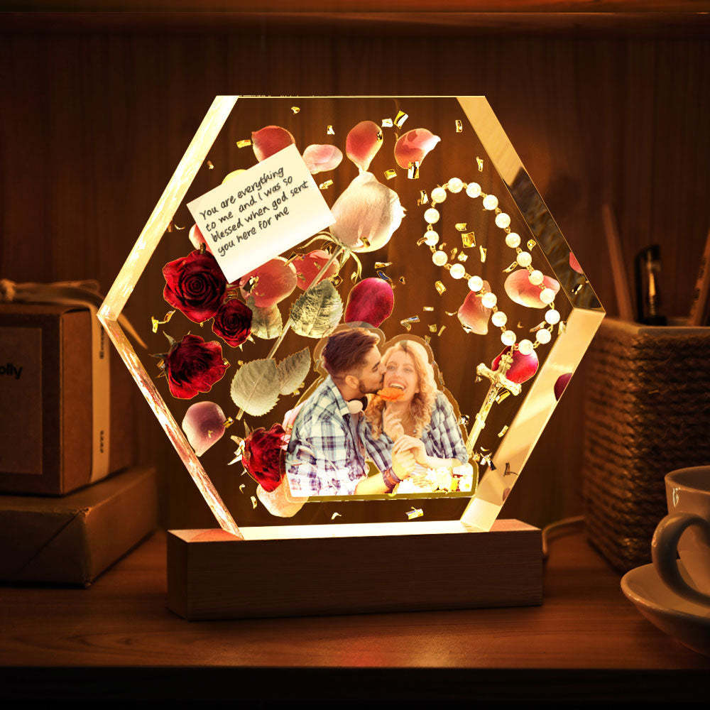 Regali Epossidici Per La Commemorazione Dell'amore Con Luce Notturna Incisa Con Foto Personalizzata - fotolampadaluna