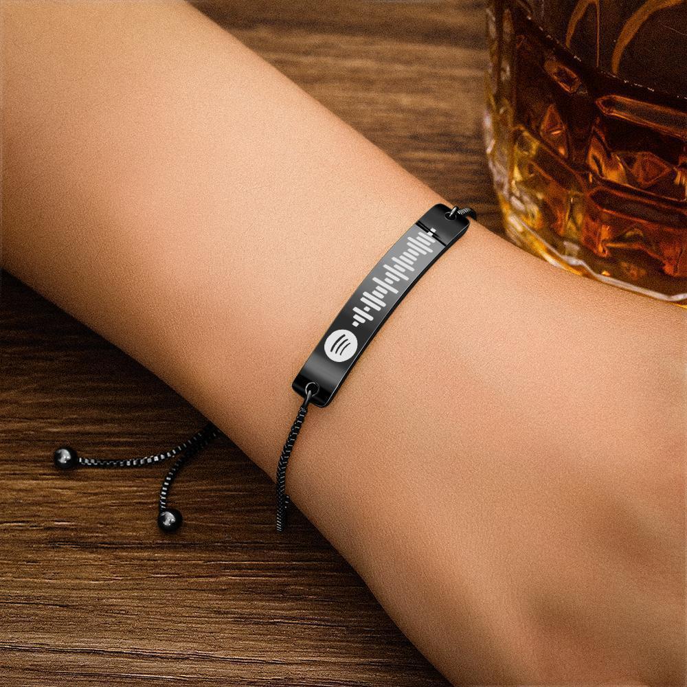 Braccialetto Personalizzato Spotify Code Music Bracciale In Acciaio Inossidabile Nero